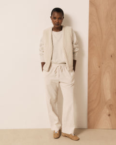Pantalon Femme en Velours Côtelé Seersucker Ecru Peyo