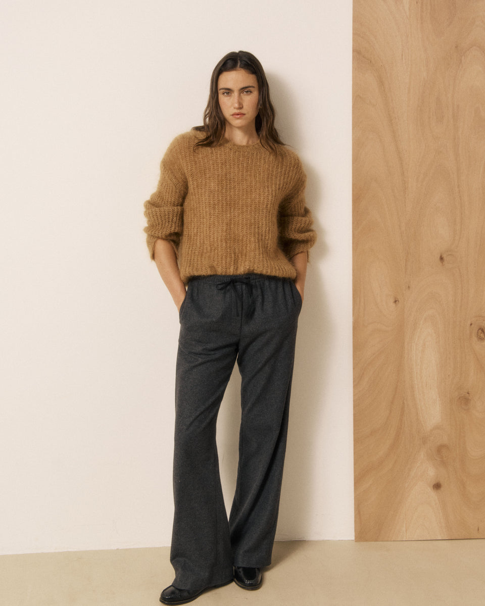 Pantalon Femme en Flanelle de Laine Gris Plumiel - Image principale