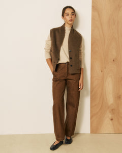 Pantalon Femme en Denim Marron Podium