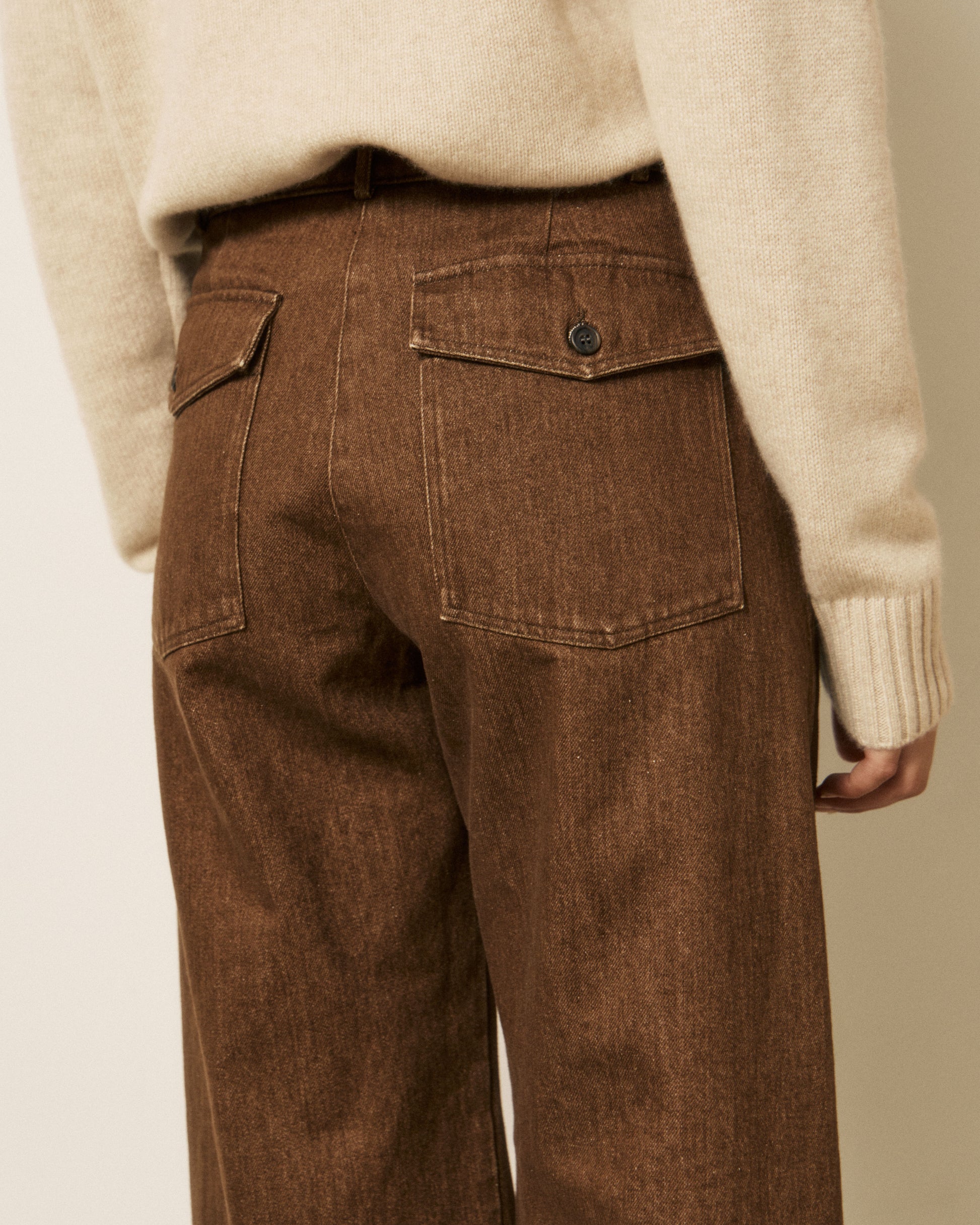Pantalon Femme en Denim Marron Podium