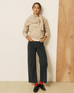 Pantalon Femme en Denim Noir Poli