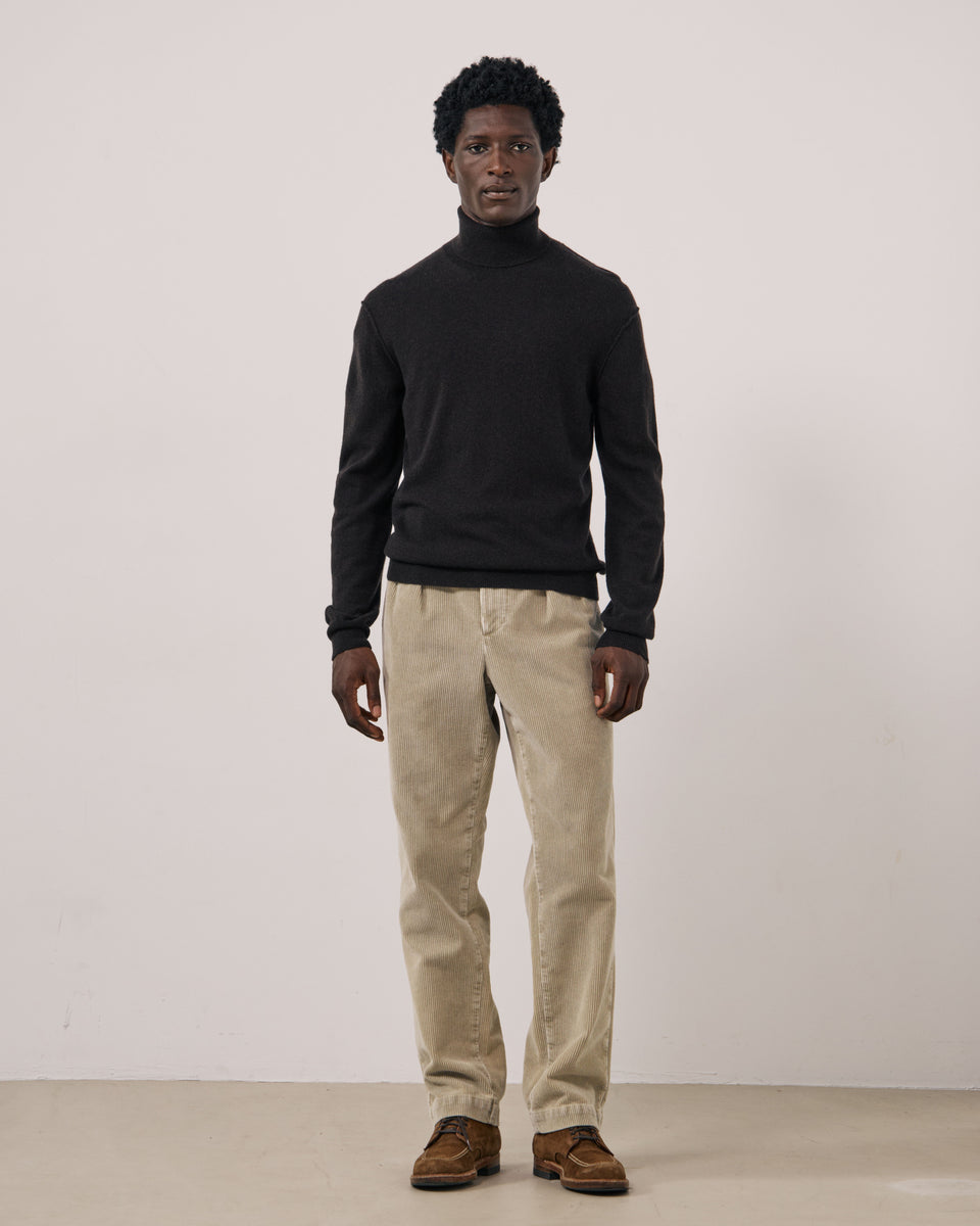Pull Homme en Laine & Cachemire Marron Cashmere Roll Neck - Image 2
