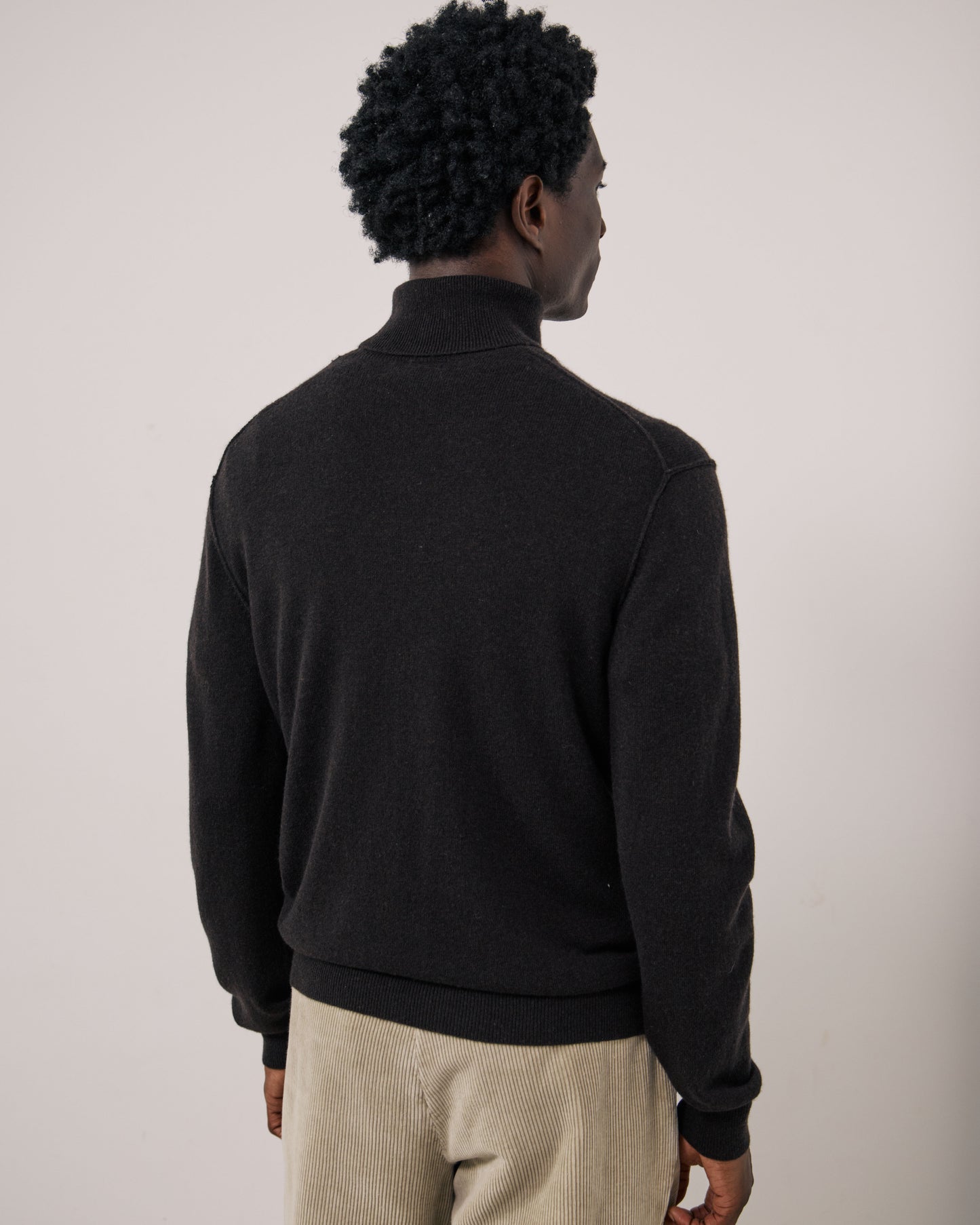 Pull Homme en Laine & Cachemire Marron Cashmere Roll Neck