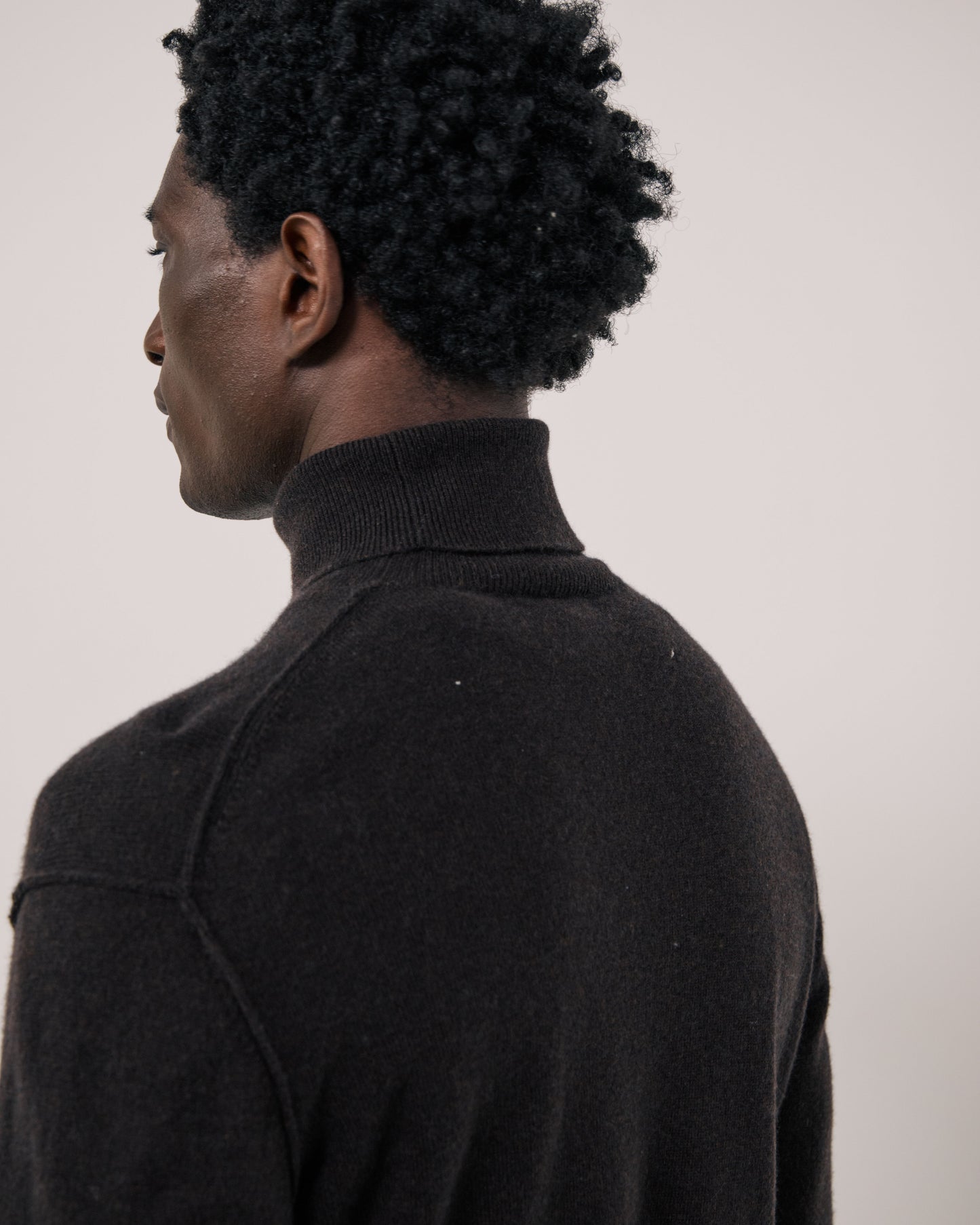 Pull Homme en Laine & Cachemire Marron Cashmere Roll Neck