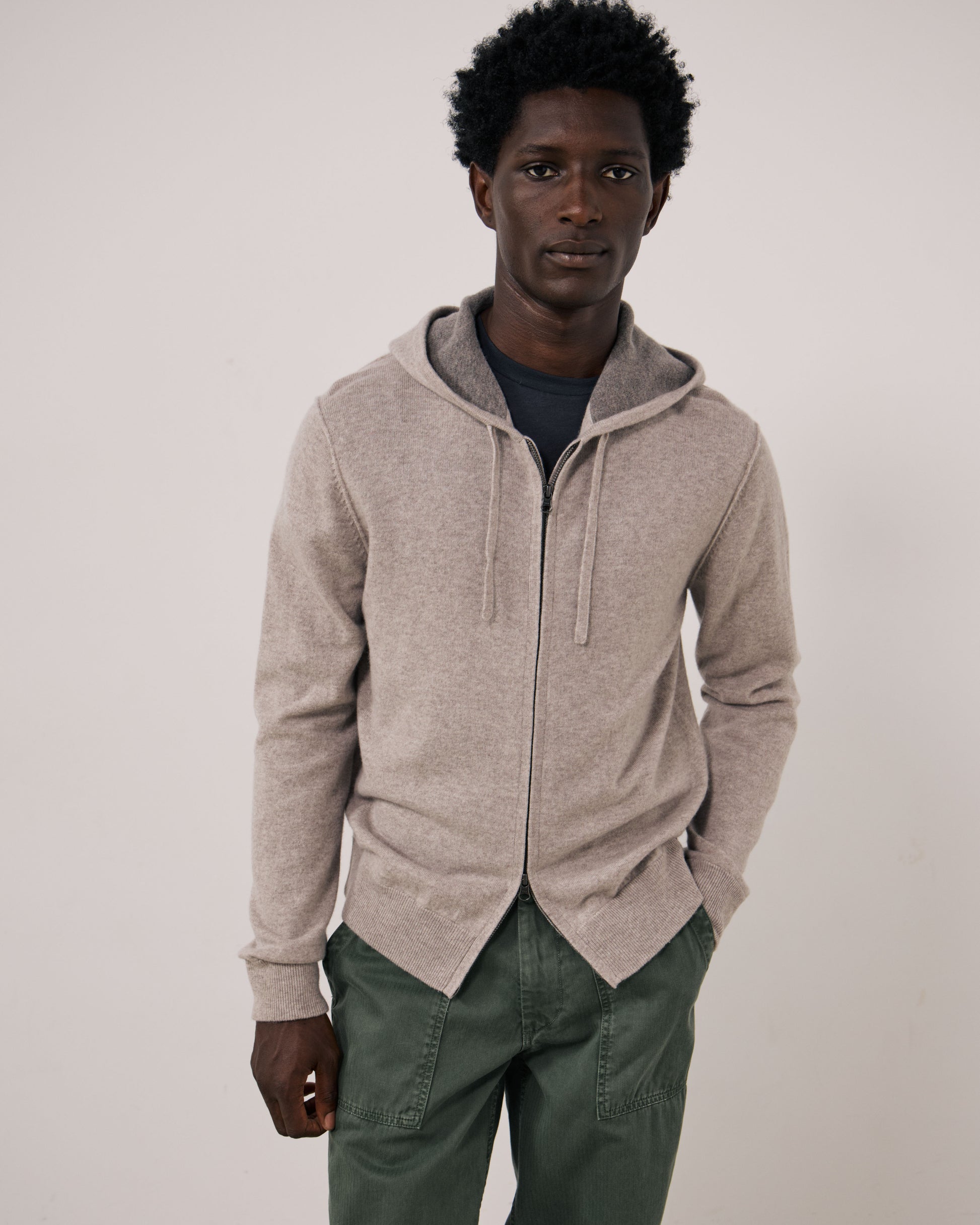 Pull Homme en Laine & Cachemire Ecru Cashmere Hoodie