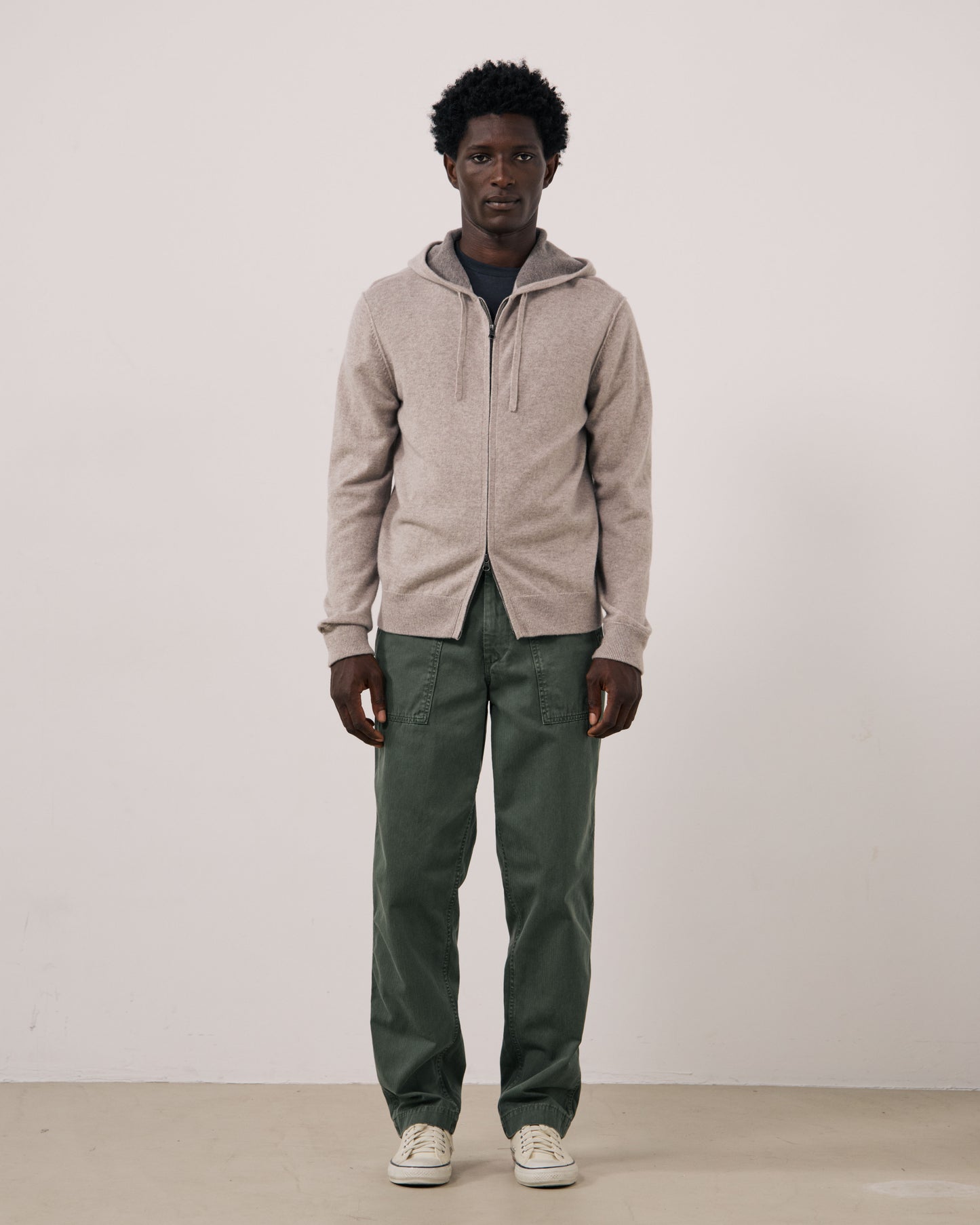 Pull Homme en Laine & Cachemire Ecru Cashmere Hoodie