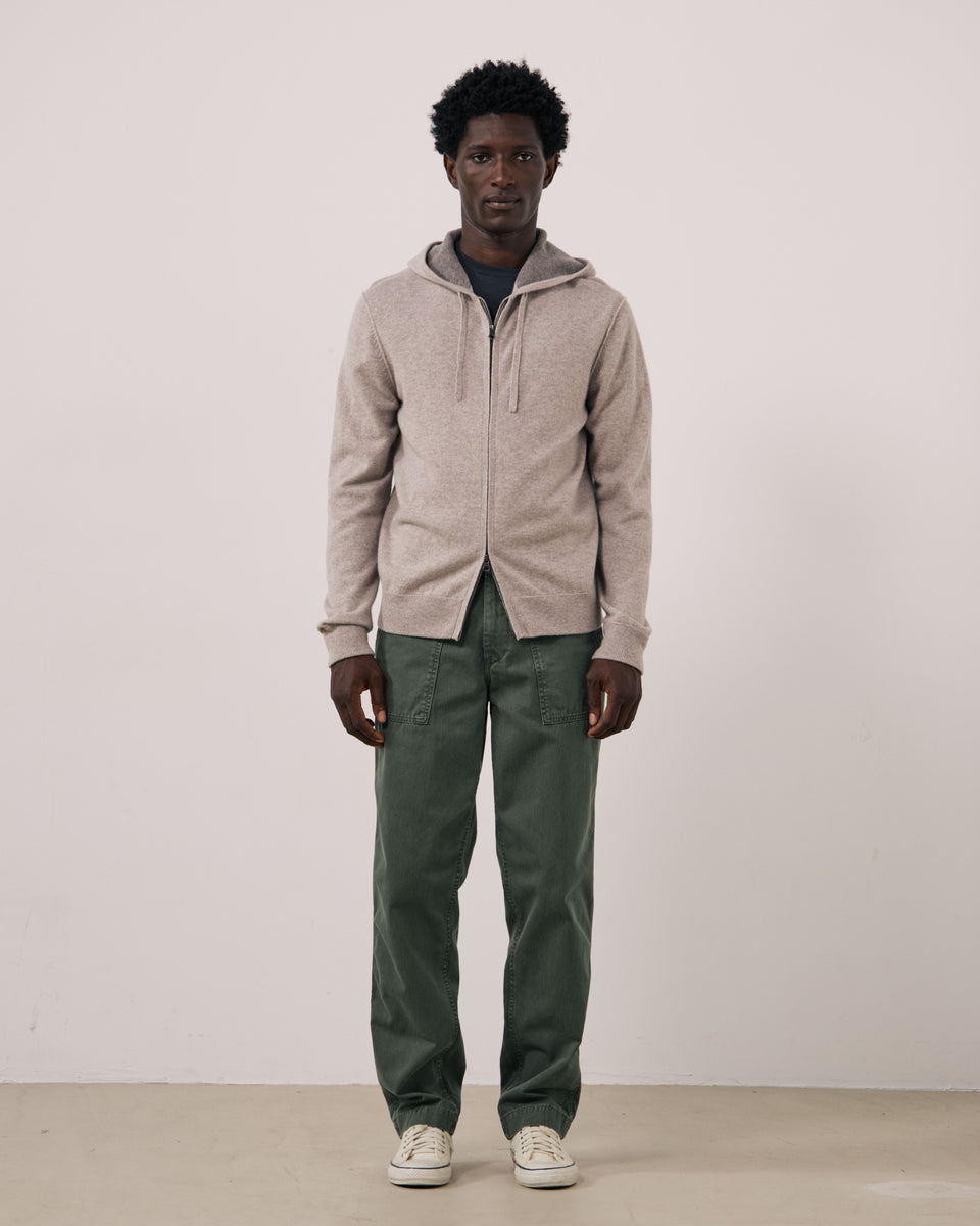 Pull Homme en Laine & Cachemire Ecru Cashmere Hoodie - Image 2