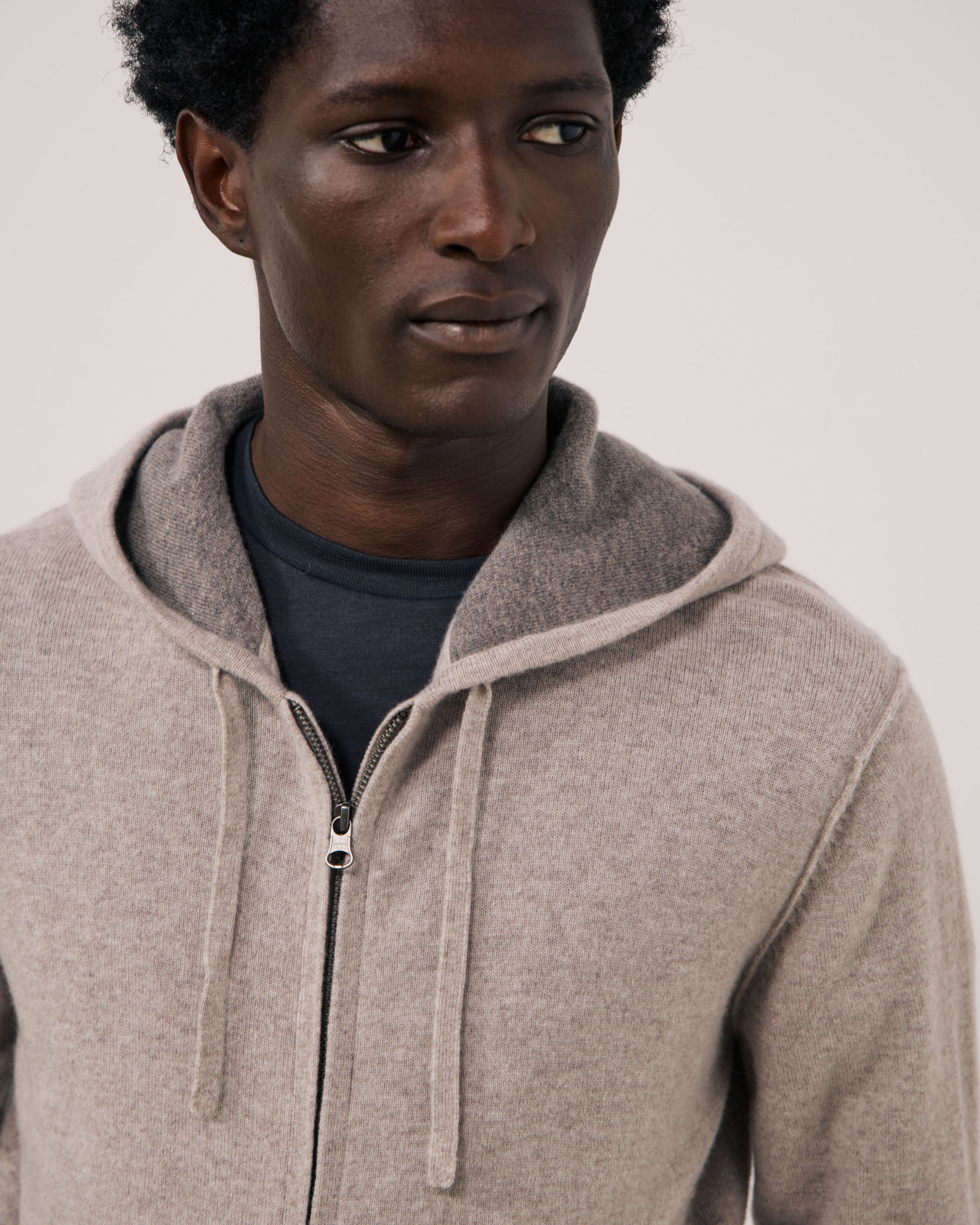 Pull Homme en Laine & Cachemire Ecru Cashmere Hoodie