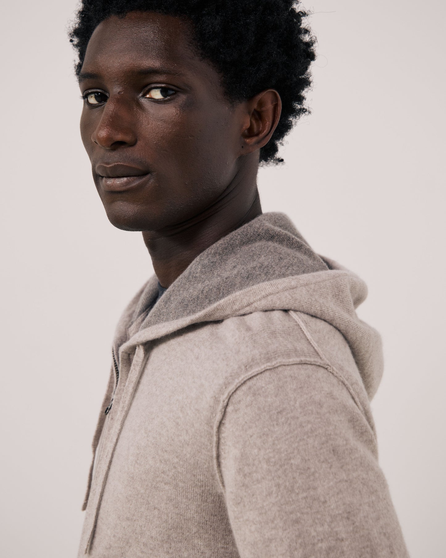 Pull Homme en Laine & Cachemire Ecru Cashmere Hoodie