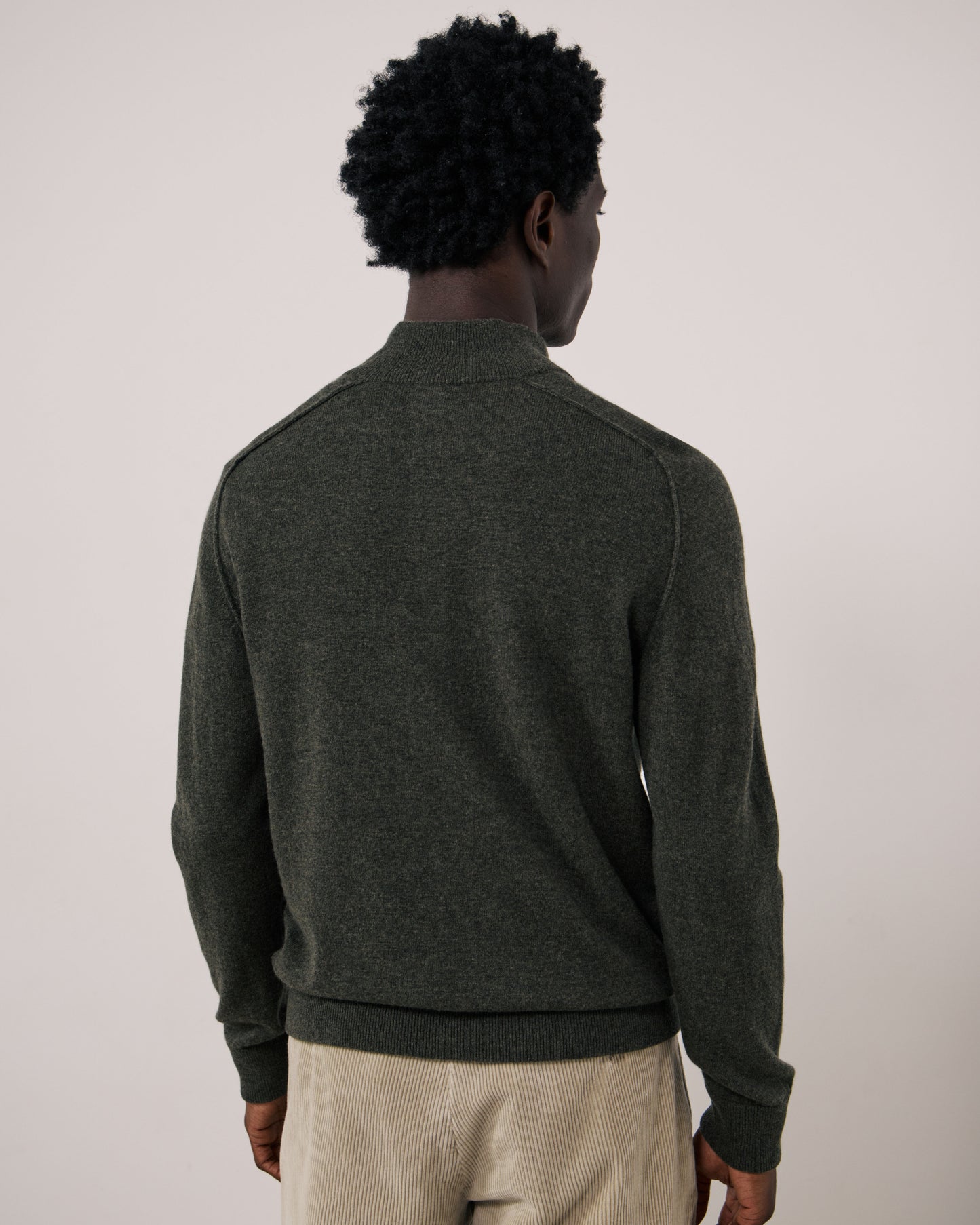 Pull Homme en Laine & Cachemire Vert Militaire Cashmere High Neck