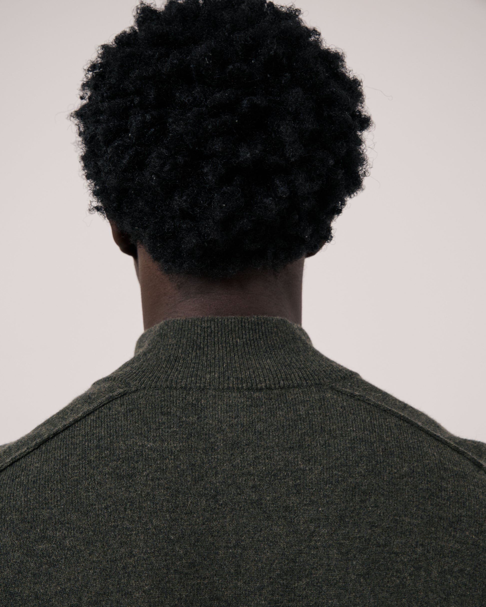 Pull Homme en Laine & Cachemire Vert Militaire Cashmere High Neck