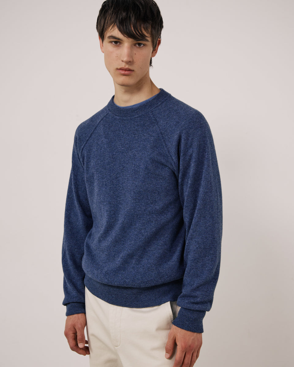 Pull Homme en Laine & Cachemire Bleu Indigo Cashmere Sweat - Image principale