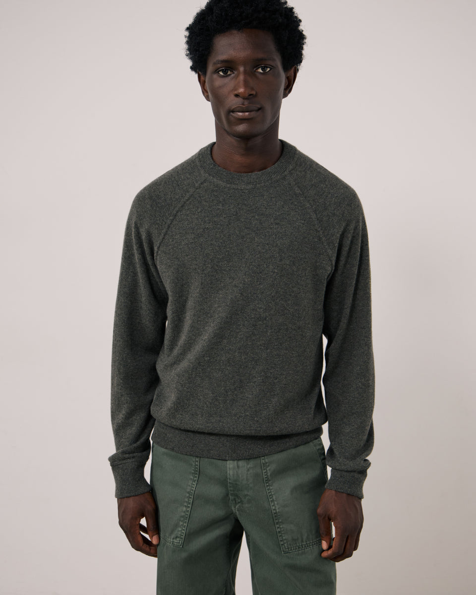 Pull Homme en Laine & Cachemire Vert Militaire Cashmere Sweat - Image principale