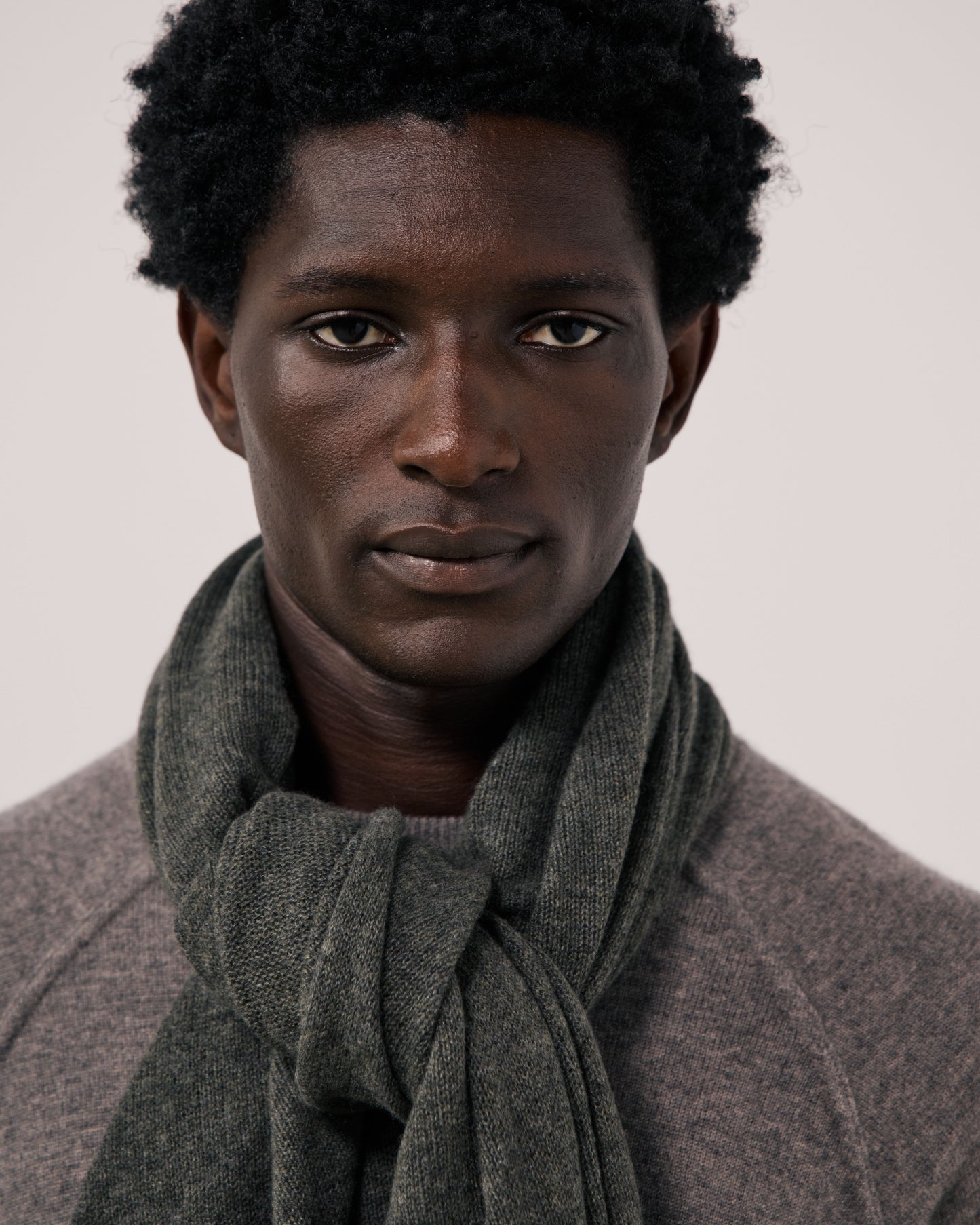 Echarpe Homme en Laine & Cachemire Vert Militaire