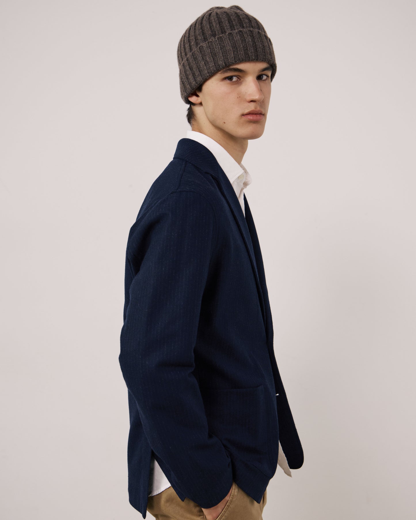 Bonnet Homme en Laine & Cachemire Taupe