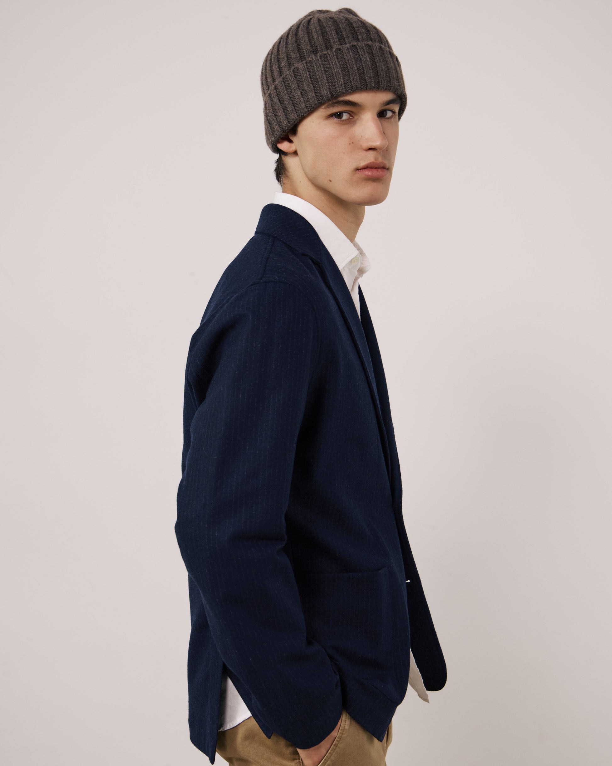 Bonnet Homme en Laine & Cachemire Taupe