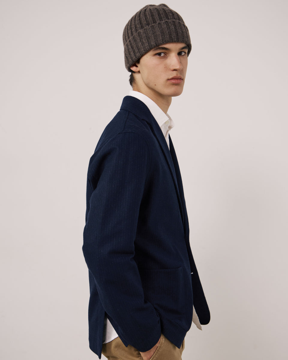 Men's Taupe Wool & Cashmere Beanie - Image 2