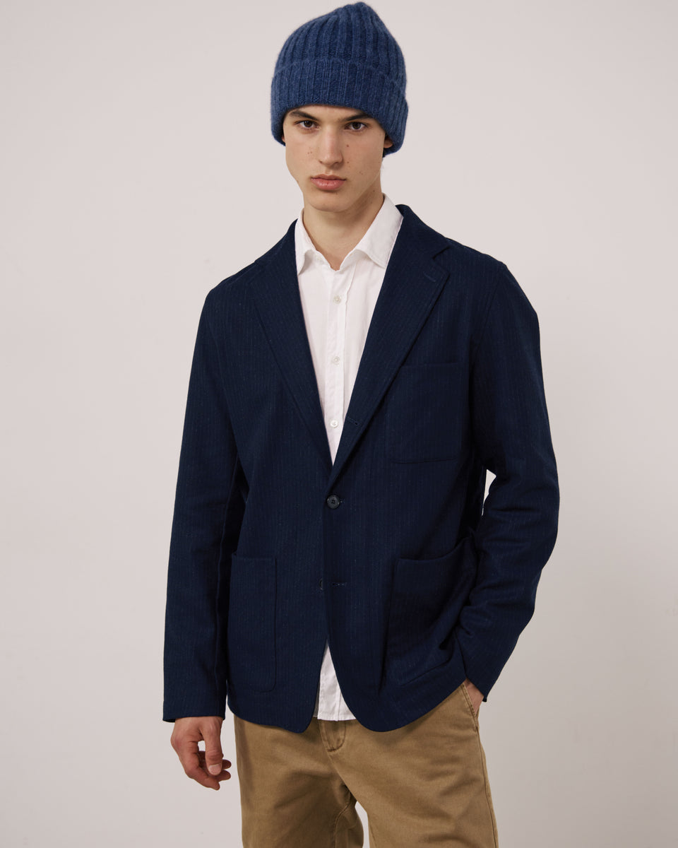 Men's Indigo Blue Wool & Cashmere Beanie - Image principale