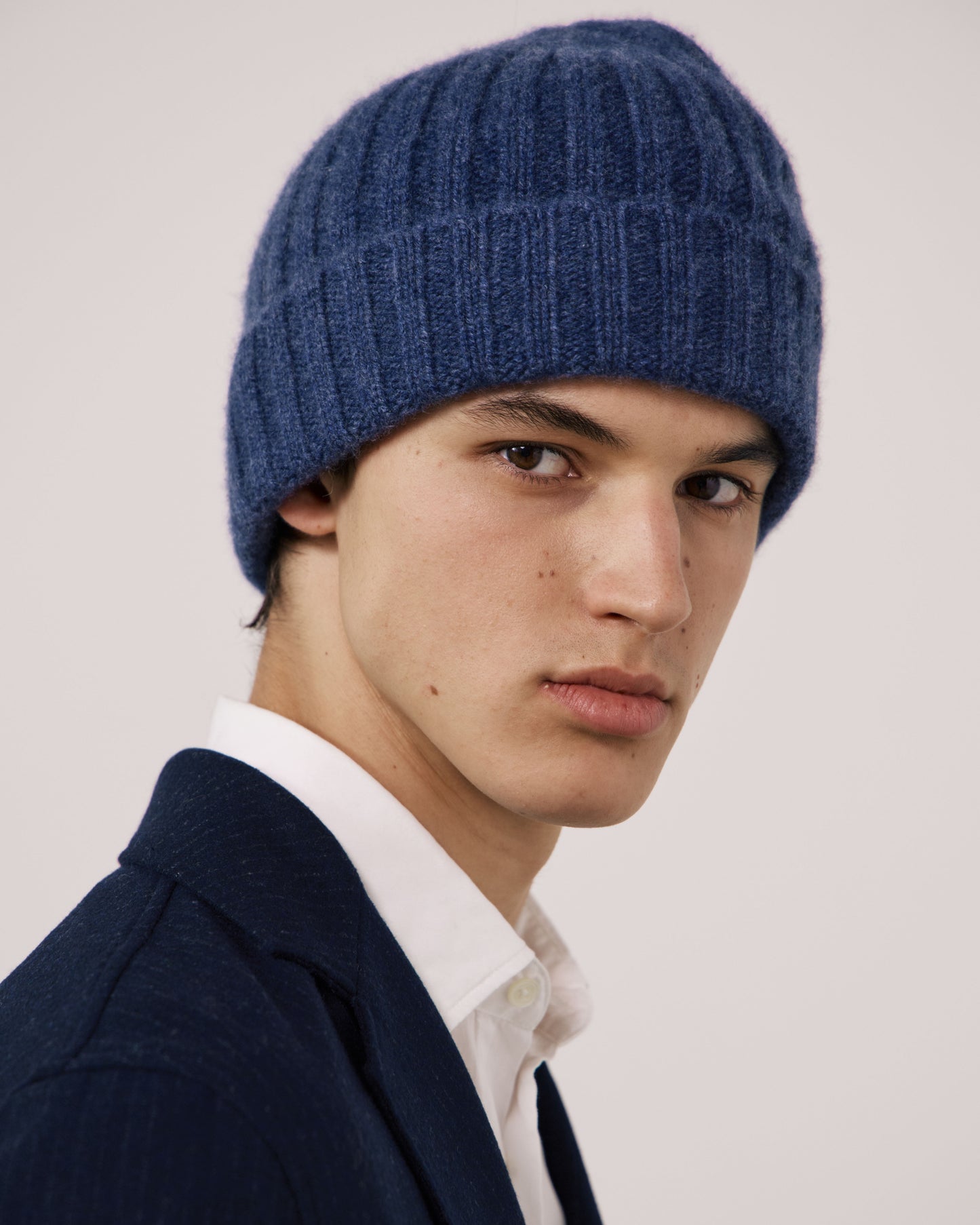 Bonnet Homme en Laine & Cachemire Bleu Indigo
