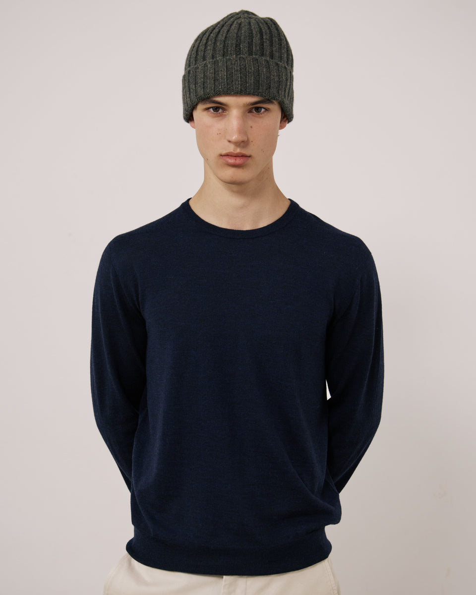 Men's Military Green Wool & Cashmere Beanie - Image principale