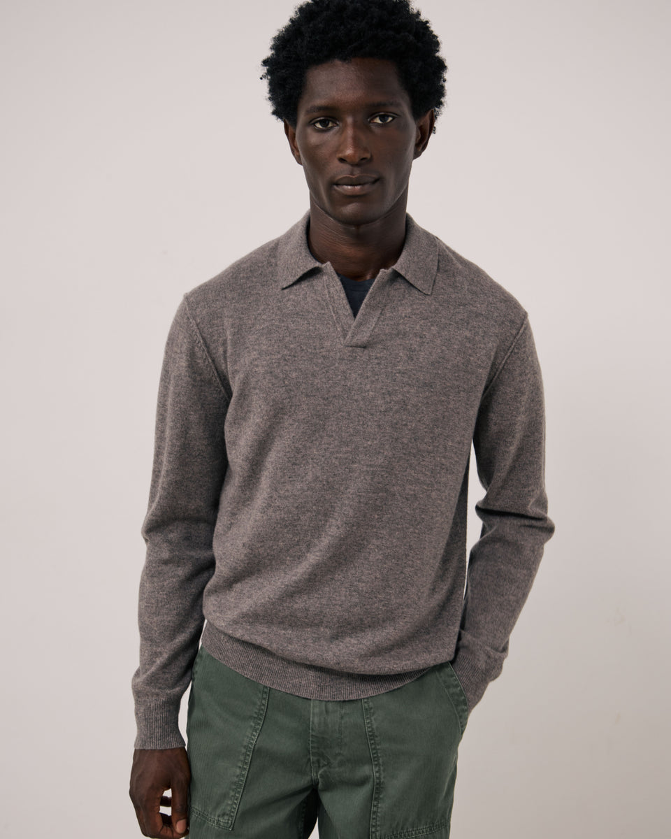 Pull Homme en Laine & Cachemire Marron Cashmere Polo - Image principale