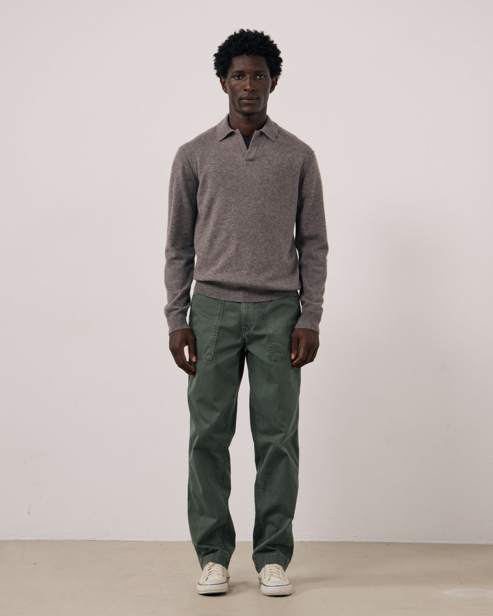 Pull Homme en Laine & Cachemire Marron Cashmere Polo - Image 2