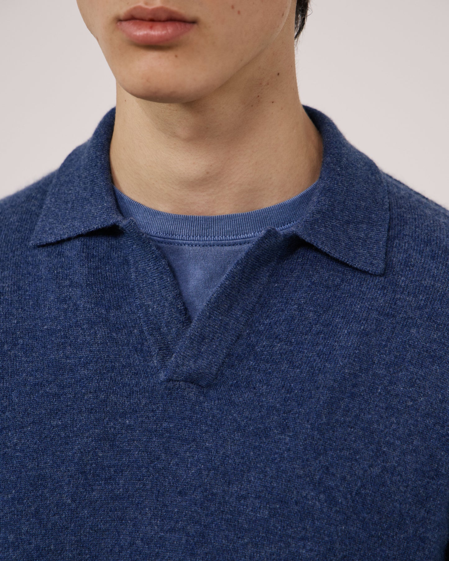 Pull Homme en Laine & Cachemire Bleu Indigo Cashmere Polo