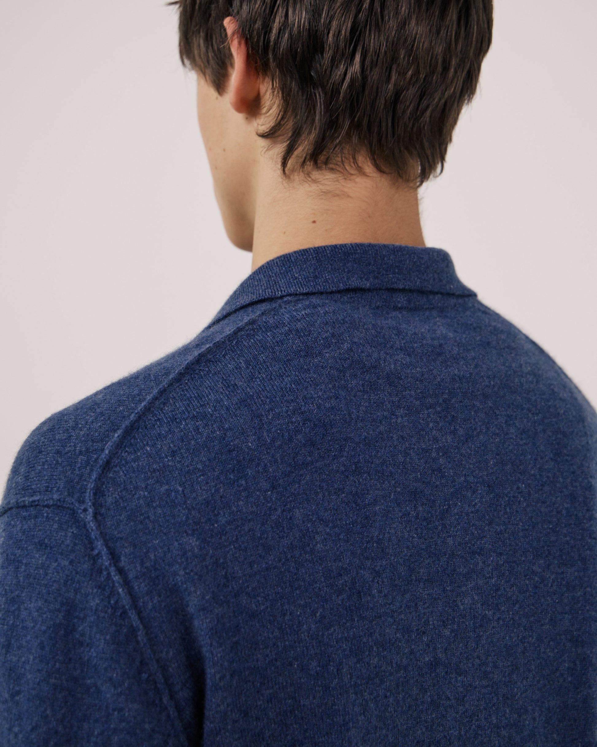 Pull Homme en Laine & Cachemire Bleu Indigo Cashmere Polo