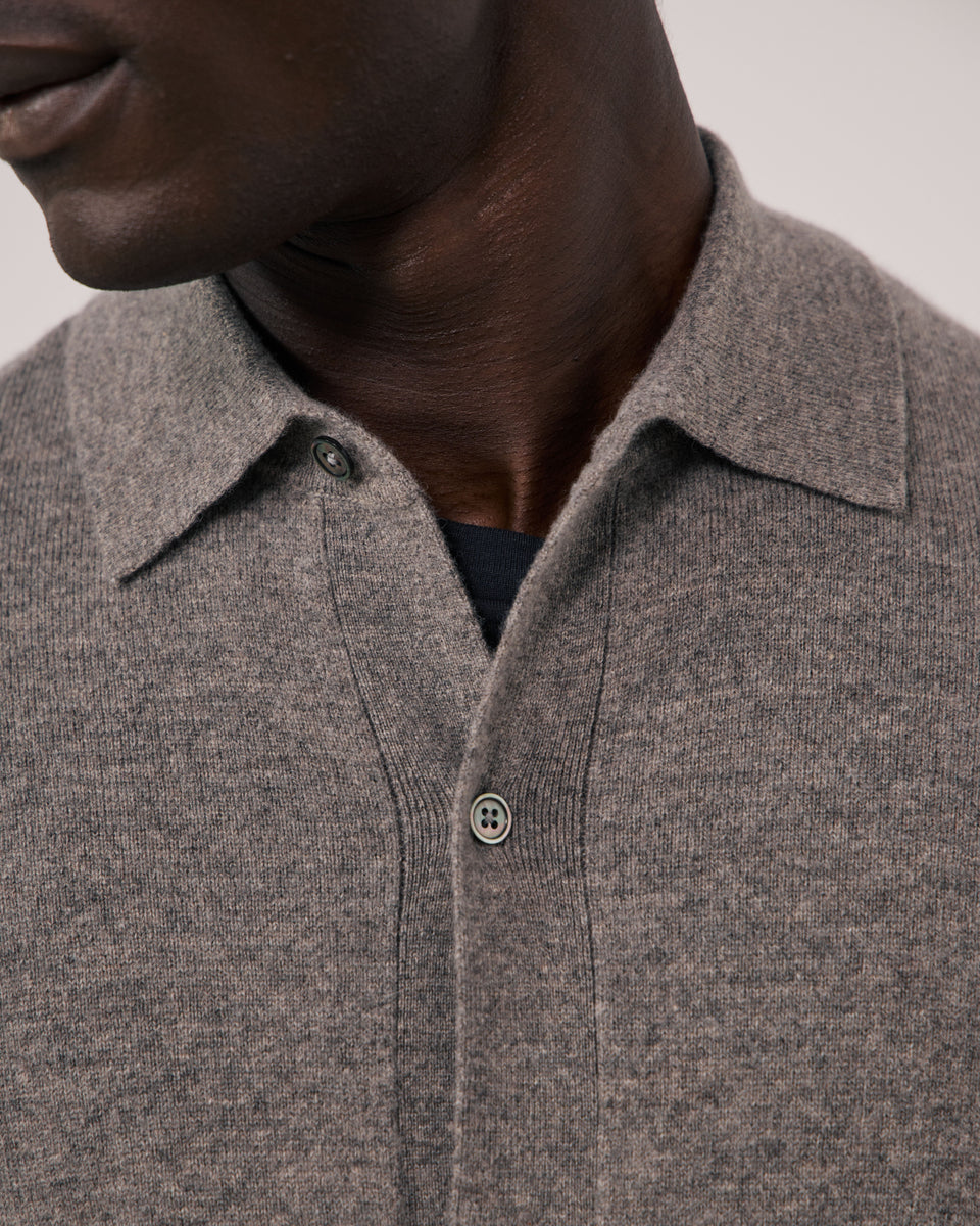 Pull Homme en Laine & Cachemire Marron Cashmere Polo - Image 3