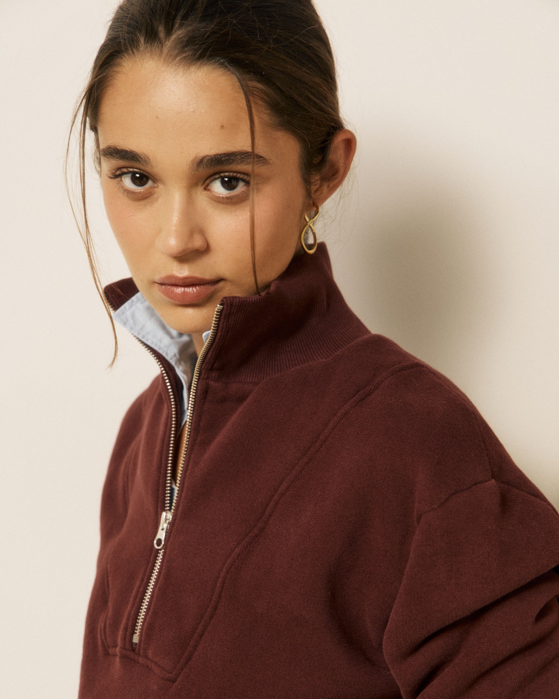 Sweatshirt Femme en Molleton Bordeaux Tussi