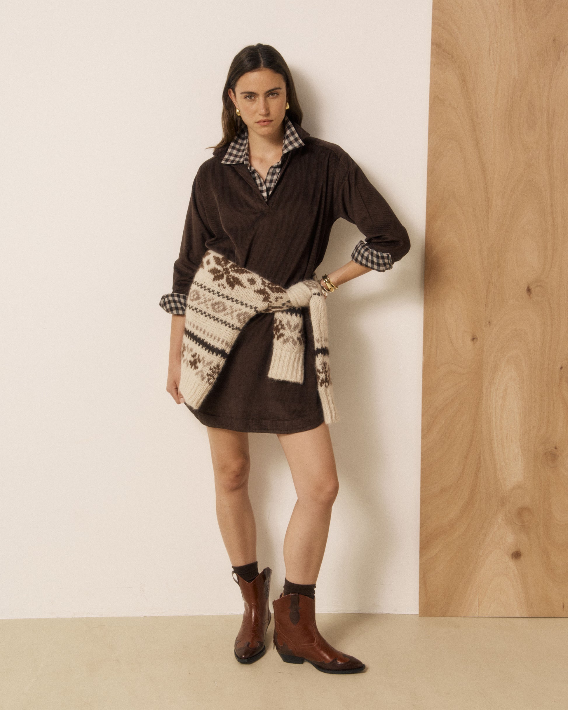 Robe Femme en Velours Côtelé Chocolat Rusk