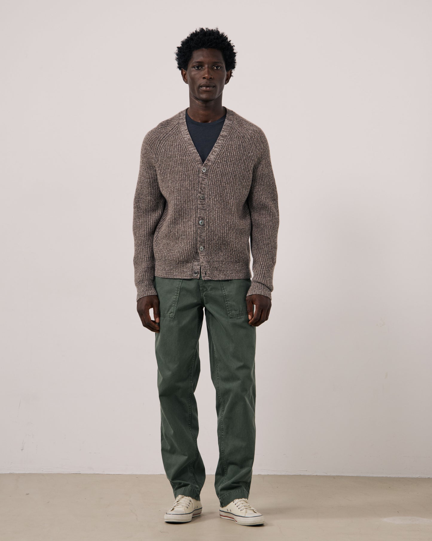 Pull Homme en Laine & Cachemire Taupe Marl Cardigan