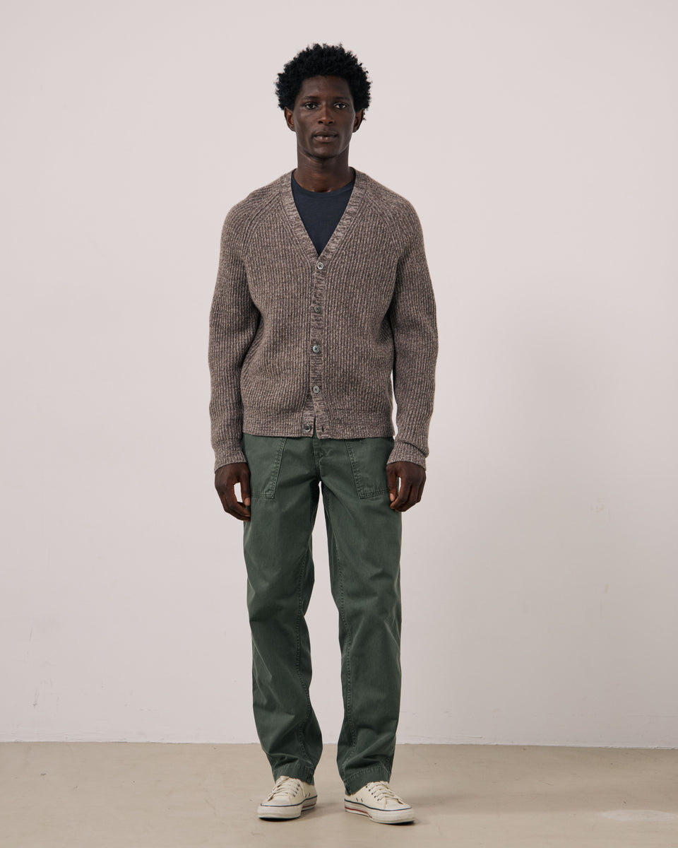 Pull Homme en Laine & Cachemire Taupe Marl Cardigan - Image 2