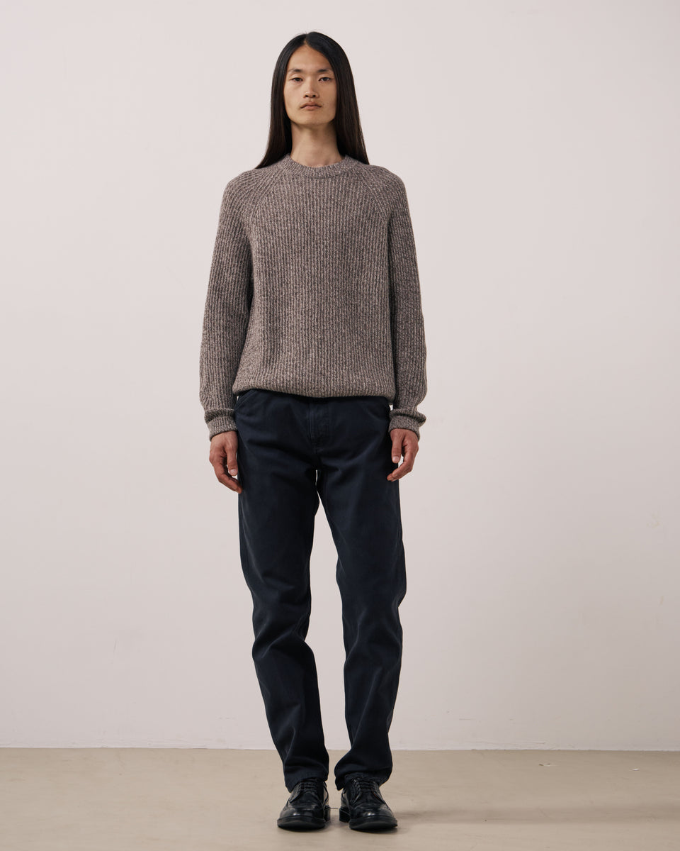 Pull Homme en Laine & Cachemire Taupe Marl Crew - Image 2