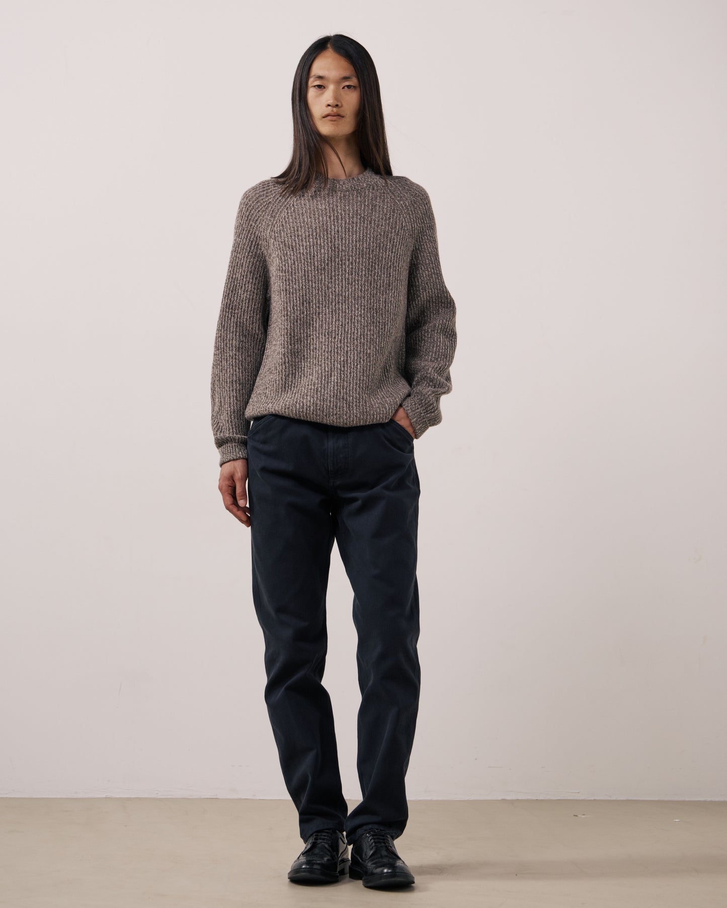 Pull Homme en Laine & Cachemire Taupe Marl Crew