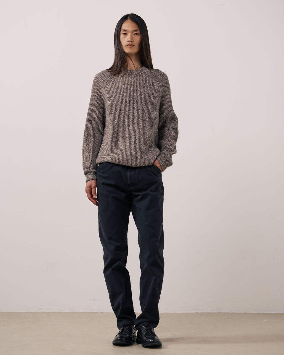 Pull Homme en Laine & Cachemire Taupe Marl Crew - Image 3