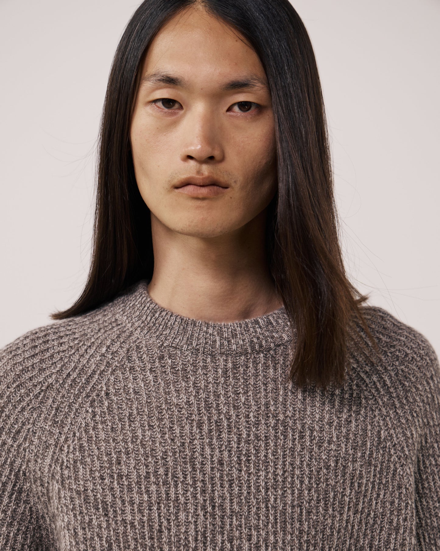 Pull Homme en Laine & Cachemire Taupe Marl Crew