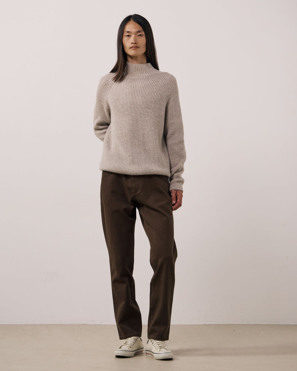 Pull Homme en Laine & Cachemire Ecru Marl Roll Neck - Image 2