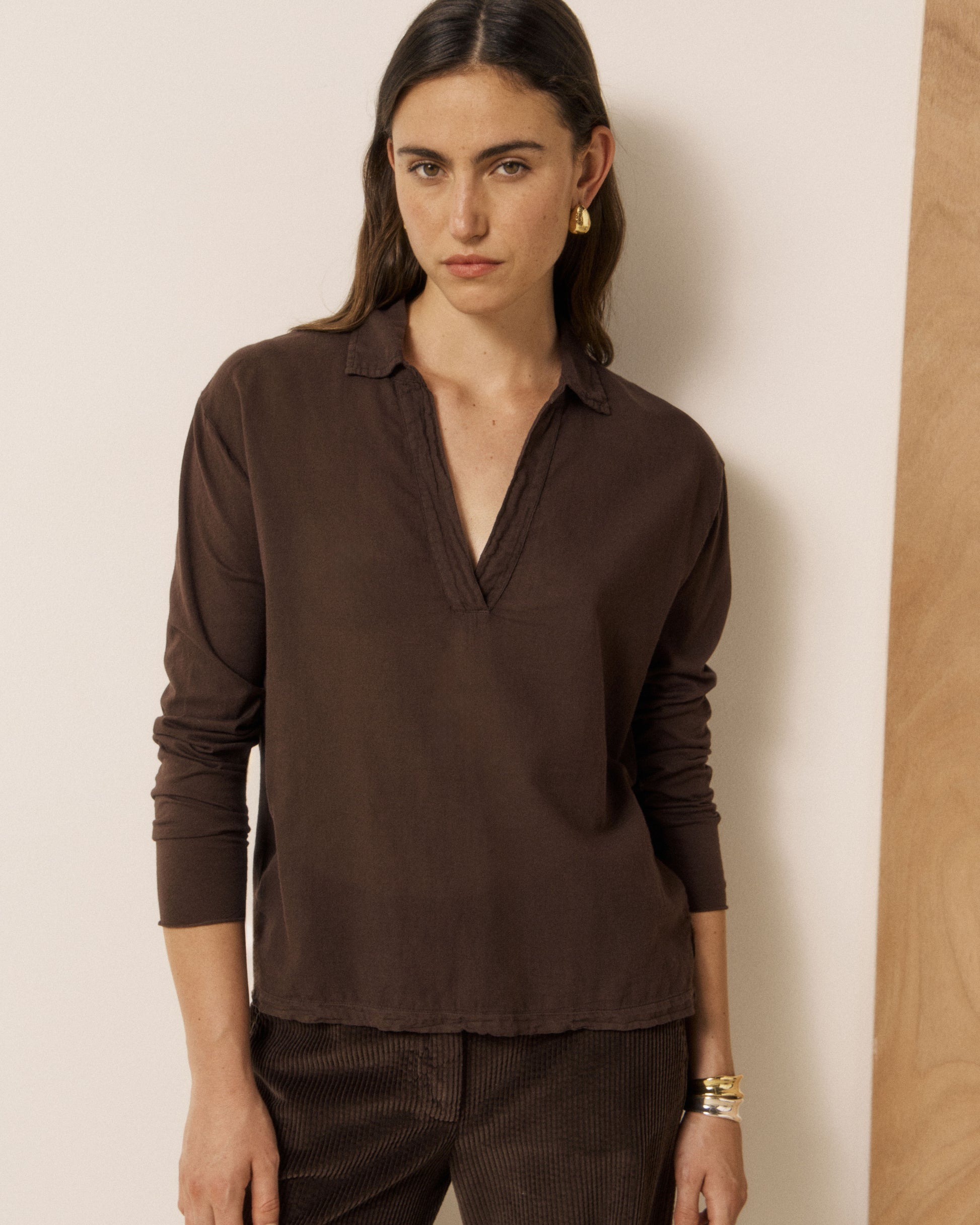 T-shirt Femme en Coton Double Face Chocolat Tuamotu