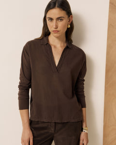 T-shirt Femme en Coton Double Face Chocolat Tuamotu