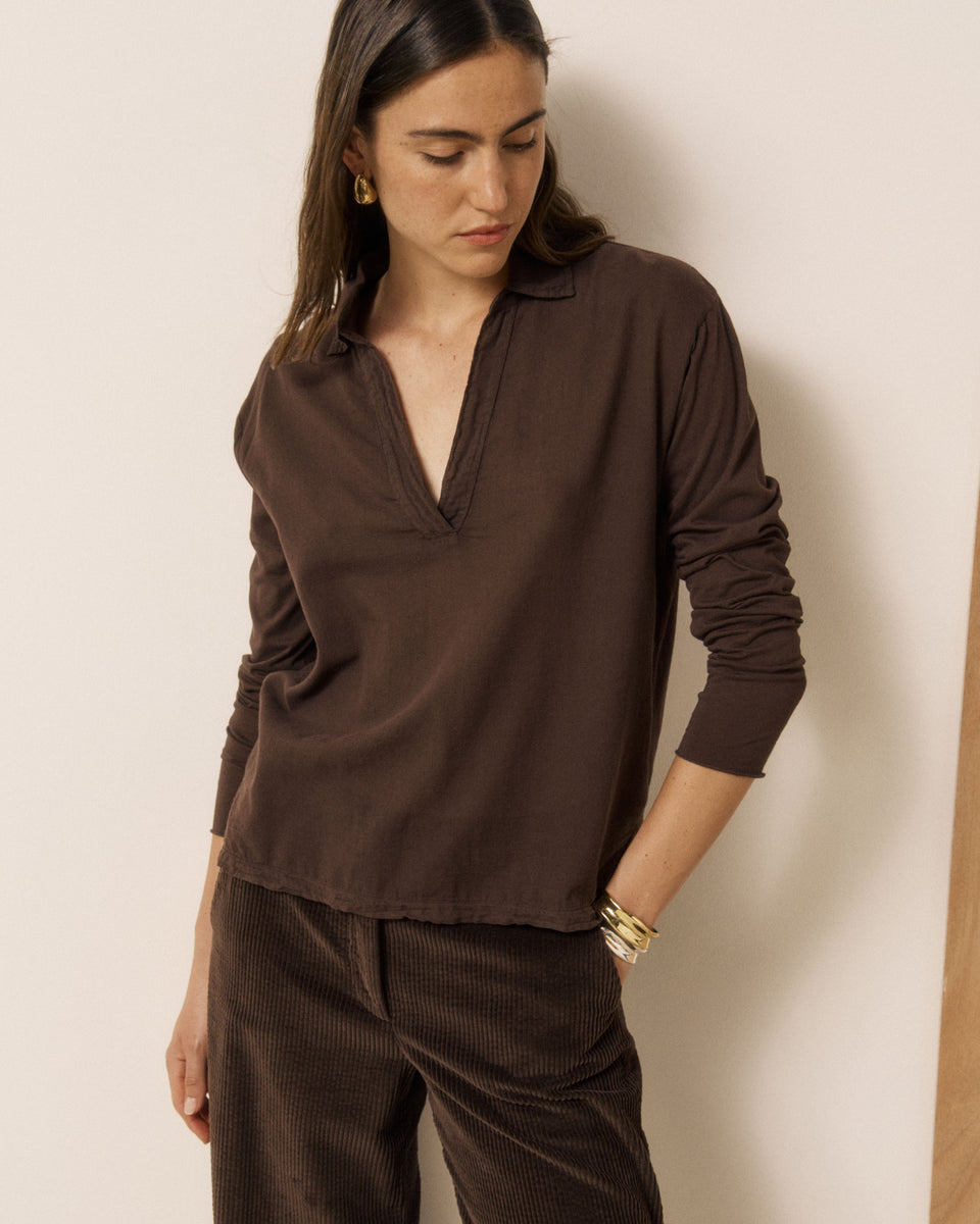 T-shirt Femme en Coton Double Face Chocolat Tuamotu - Image 3