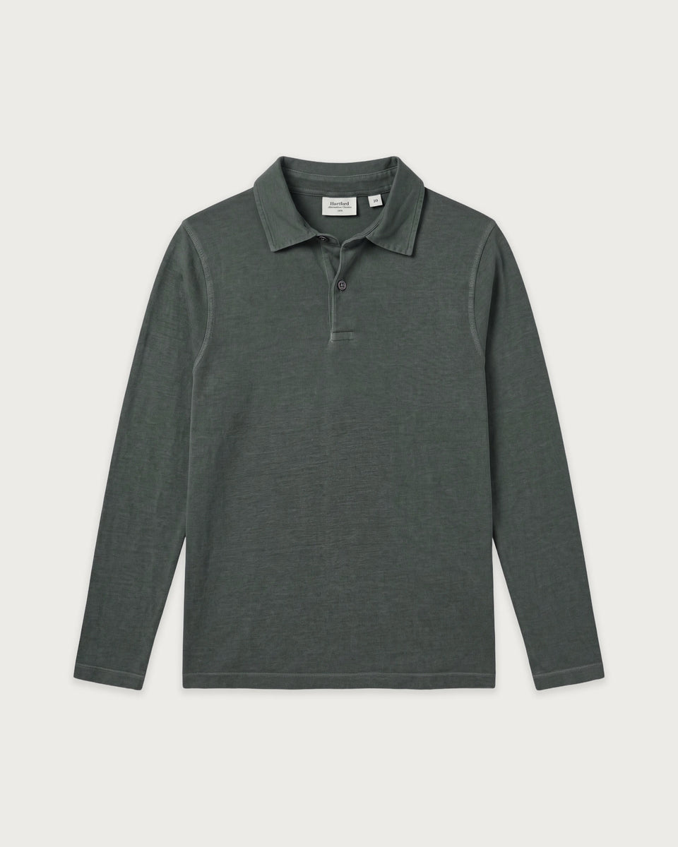 Polo Garçon en Jersey de Lyocell & Coton Vert de gris - Image principale