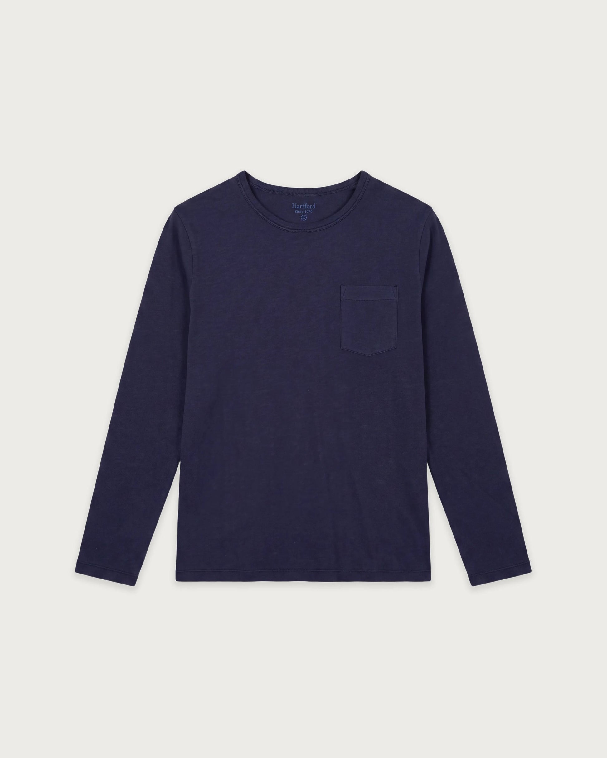 T-shirt Garçon en Coton Slub Bleu Marine Pocket Crew