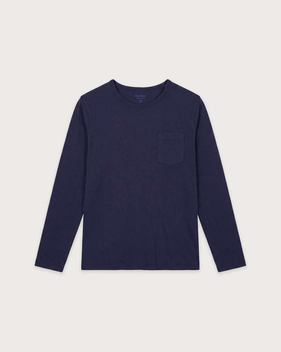 T-shirt Garçon en Coton Slub Bleu Marine Pocket Crew - Image principale
