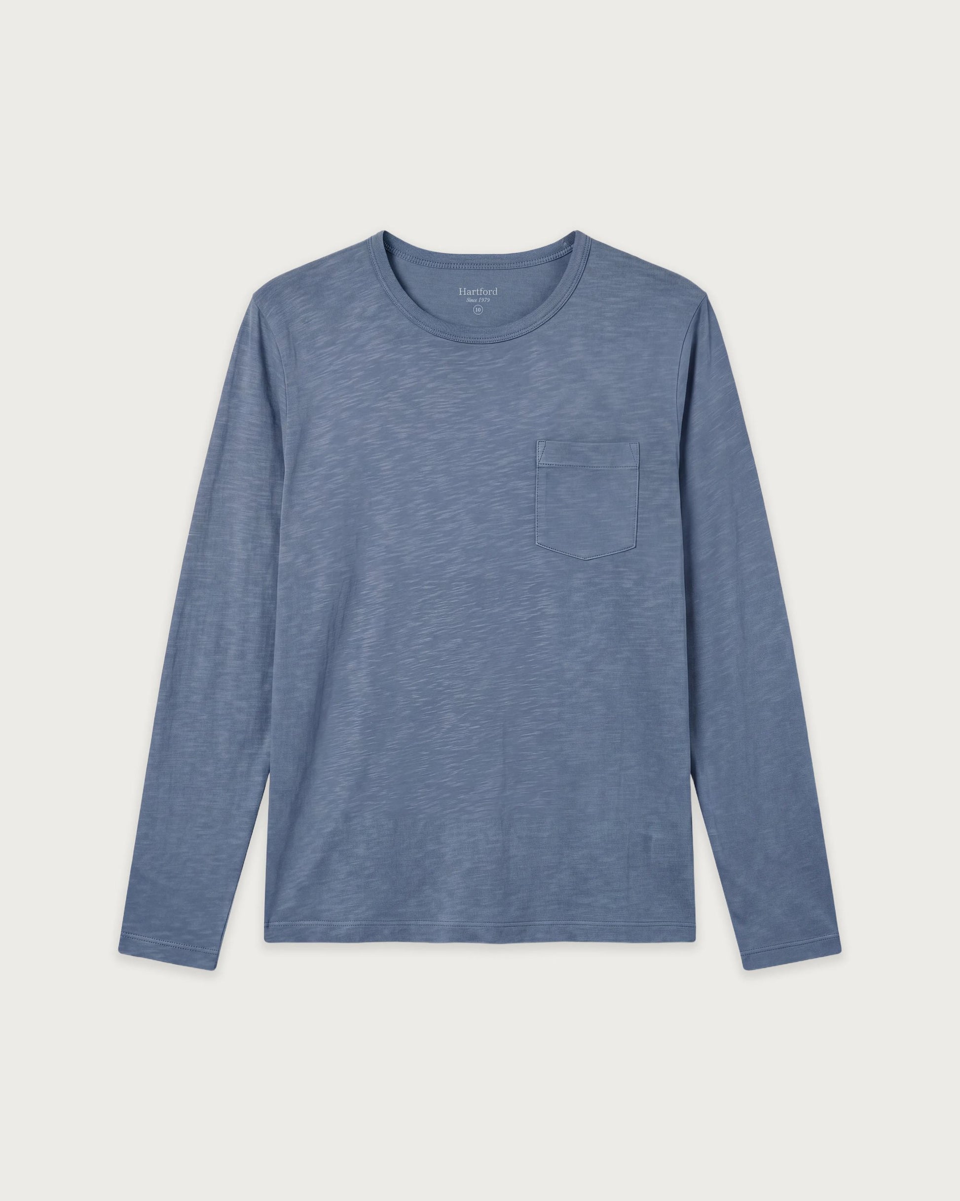 T-shirt Garçon en Coton Slub Vert de gris Pocket Crew