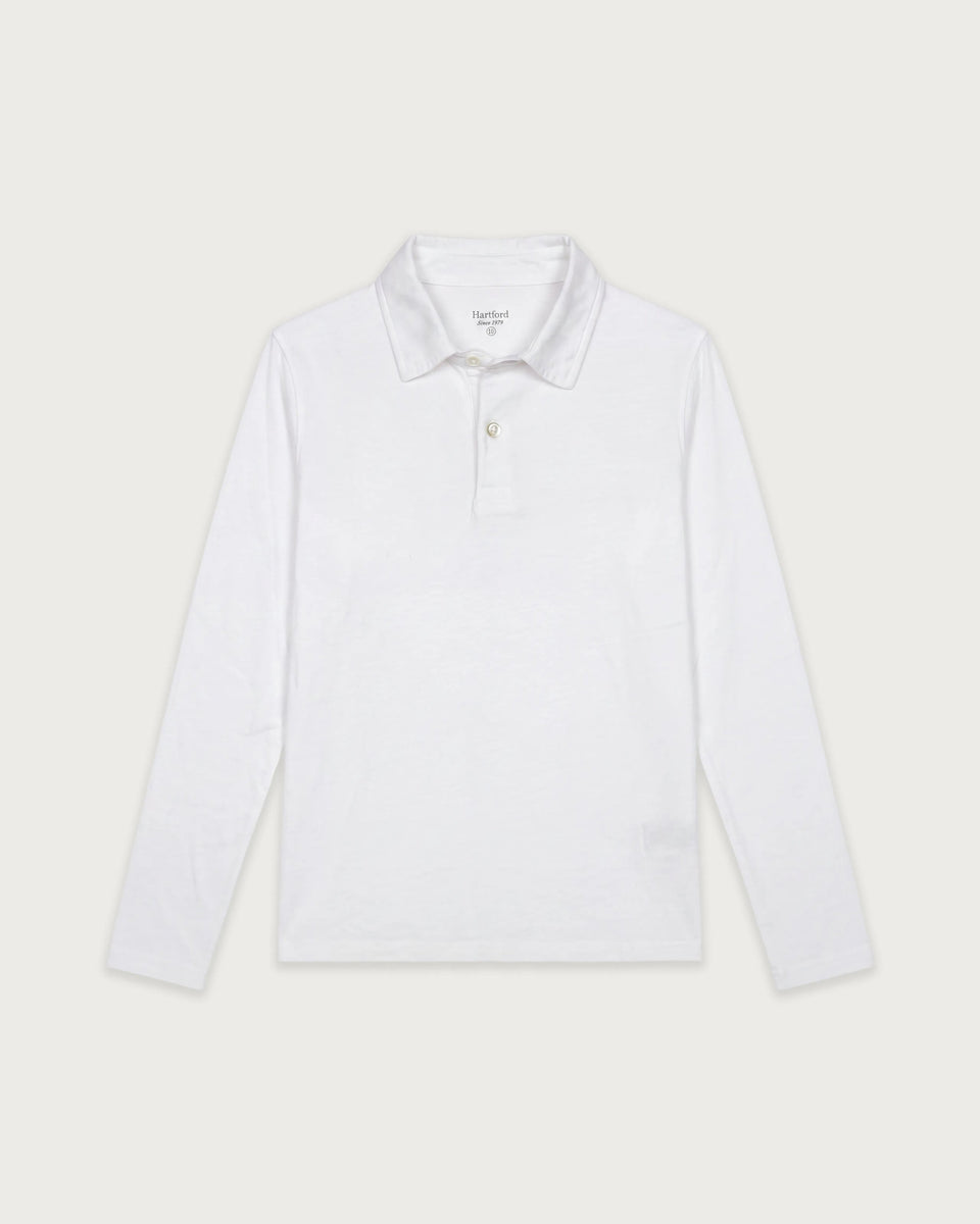 Polo Garçon en Coton Slub Blanc - Image principale
