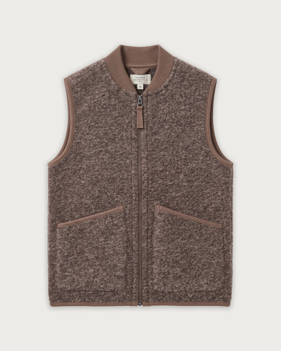 Gilet Garçon en Laine Bouillie Taupe - Image principale