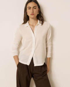 Chemise Femme en Coton Double Face Ecru Tahina