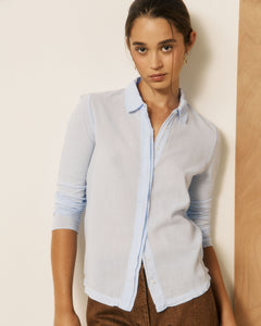 Chemise Femme en Coton Double Face Bleu Ciel Tahina