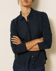 Chemise Femme en Coton Double Face Bleu Nuit Tahina